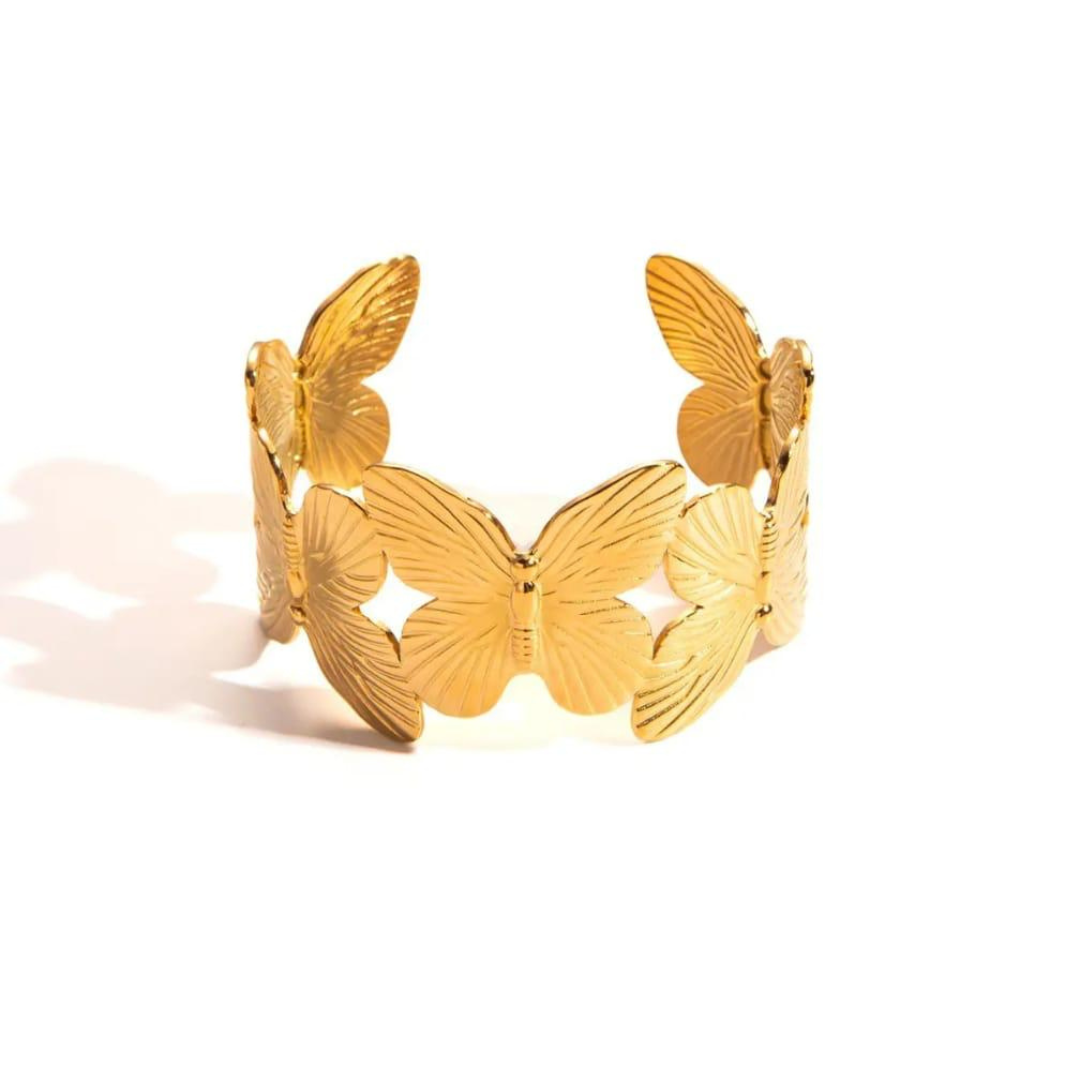 Noir Mystique 18K Gold Plated Open Cuff Bracelet
