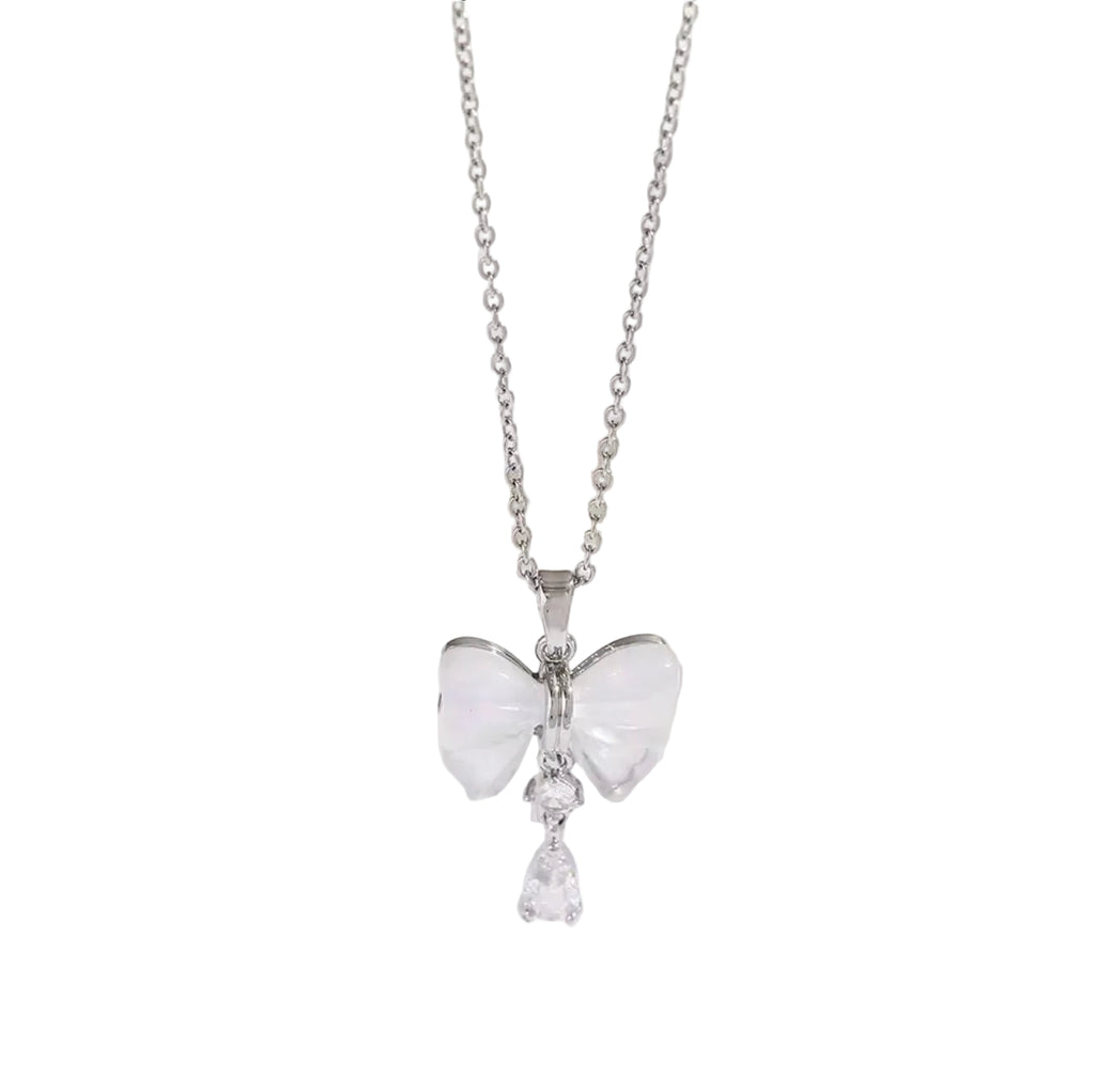 Luna 18k silver plated wing pendant necklace