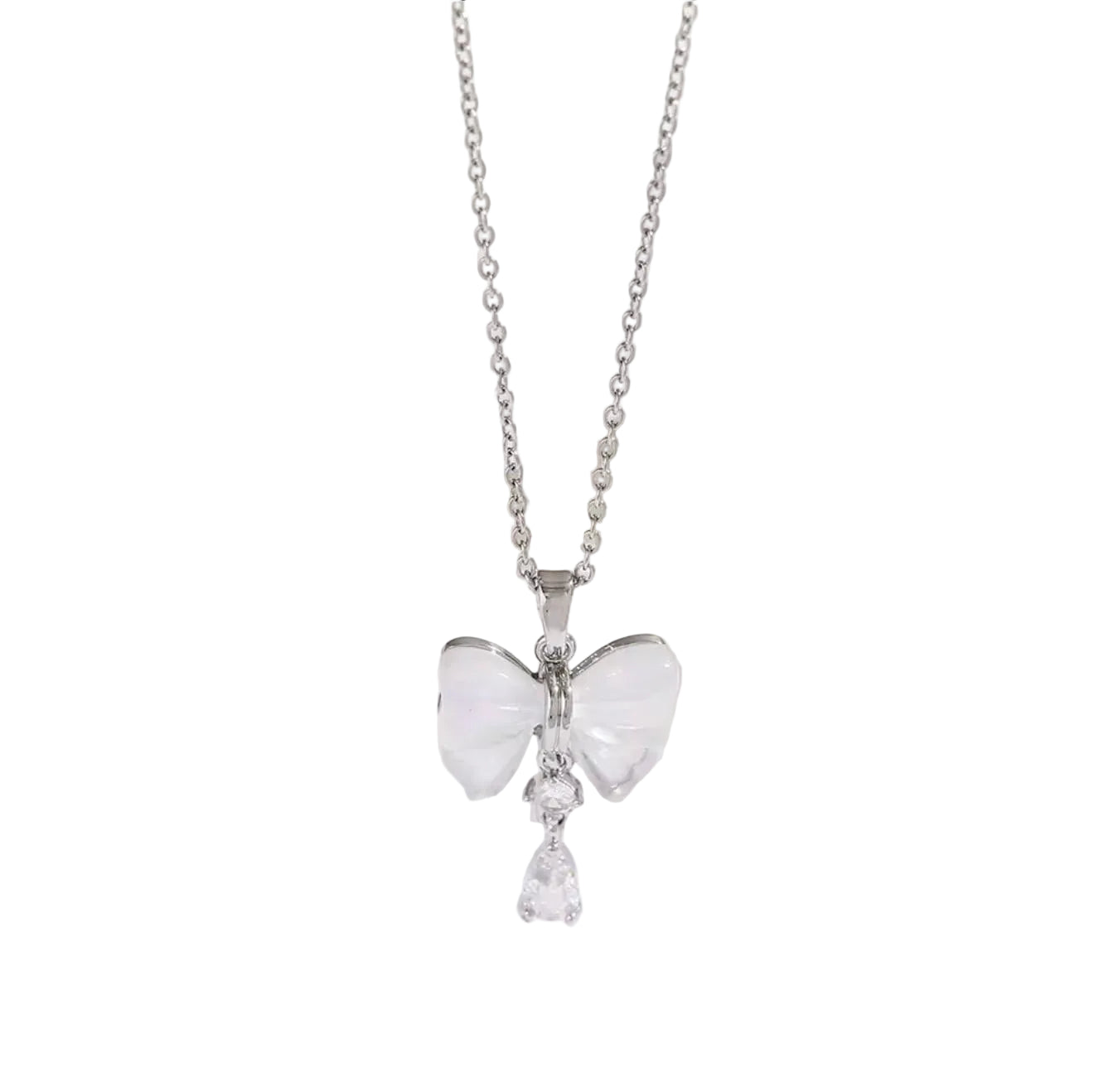 Luna 18k silver plated wing pendant necklace
