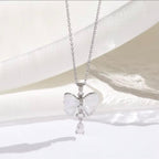Luna 18k silver plated wing pendant necklace