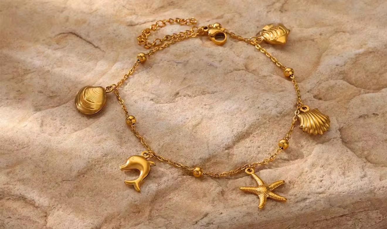 Marina 18k gold plated ocean charm bracelet