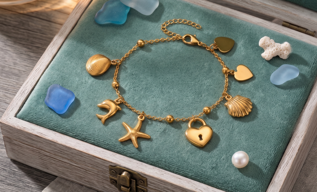 Marina 18k gold plated ocean charm bracelet