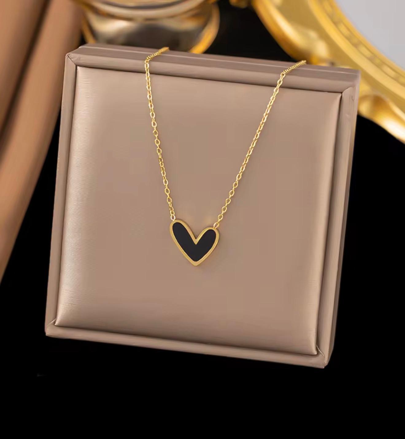 Midnight glow 18k gold plated heart pendant