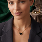 Midnight glow 18k gold plated heart pendant