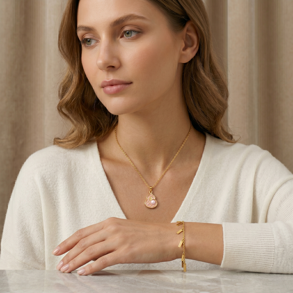 Pink reverie 18k gold plated pendant necklace