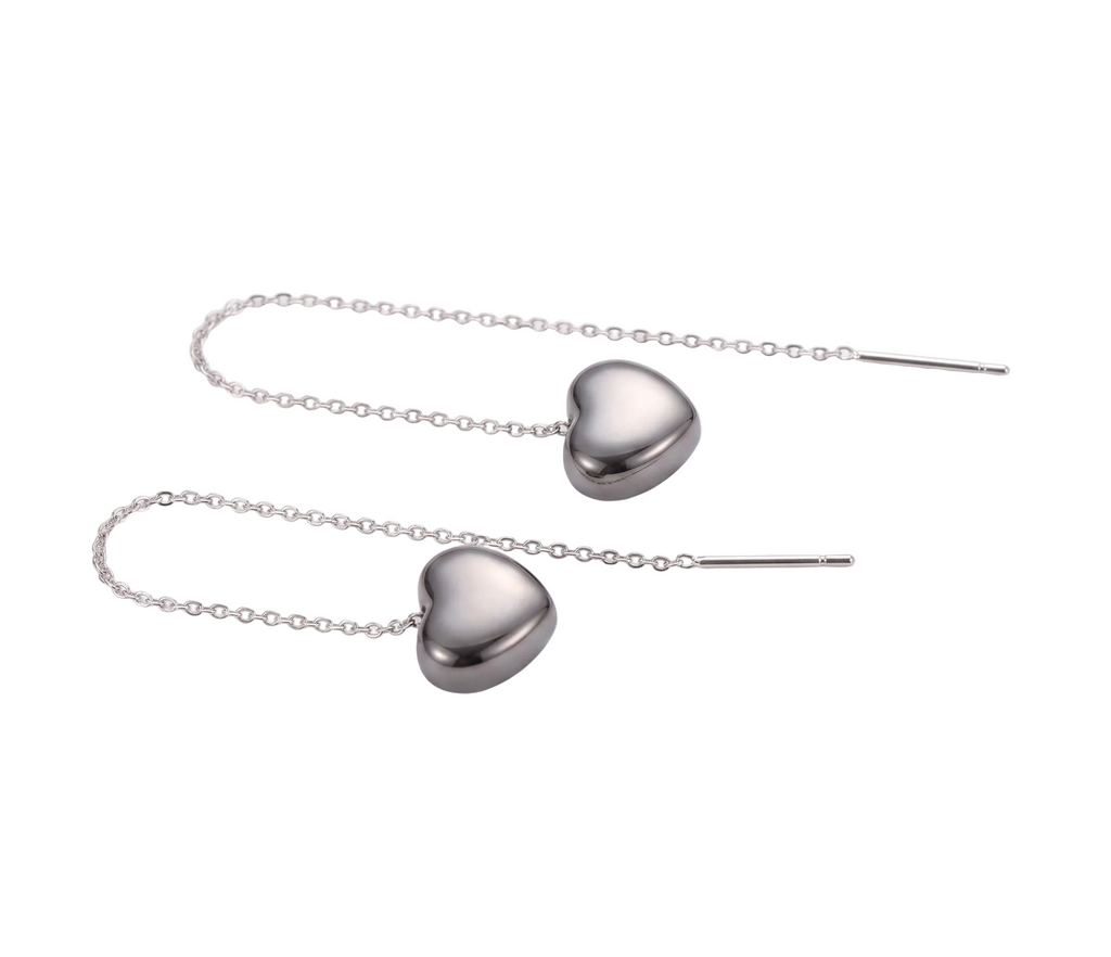 Silvaine 18k silver plated heart tassel drop earring