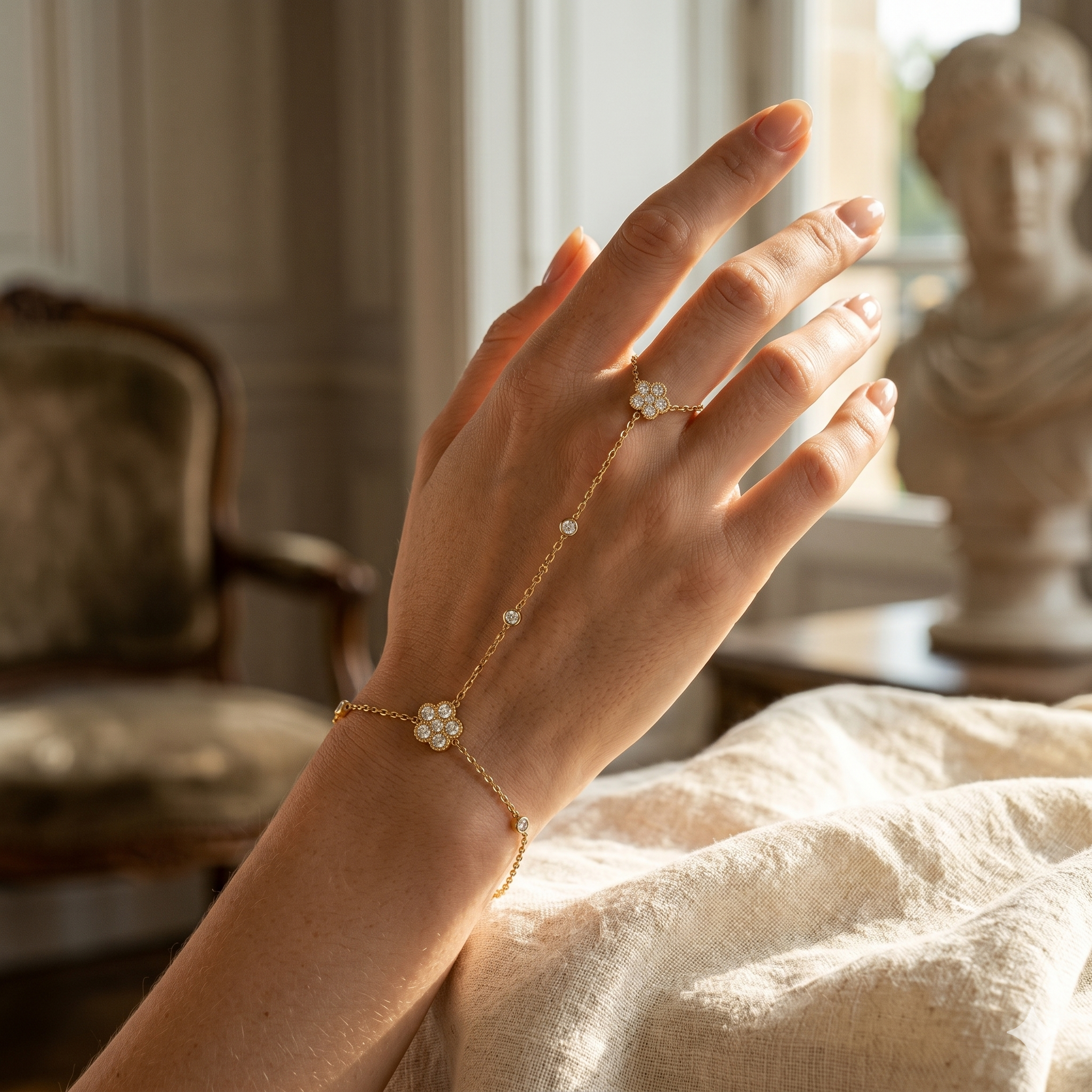 Statement Hand Chain 18K Gold Plated Bracelet