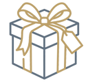 Gift box with a gold bow on a transparent background